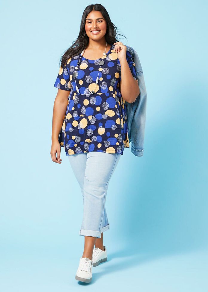 Cotton Scattered Spot Top, , hi-res