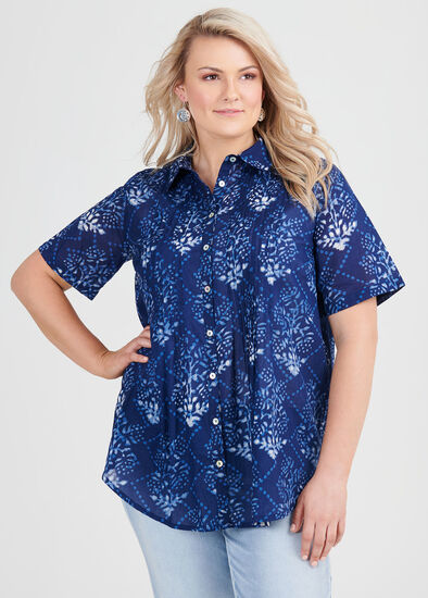 Plus Size Cotton Floral Burst Shirt