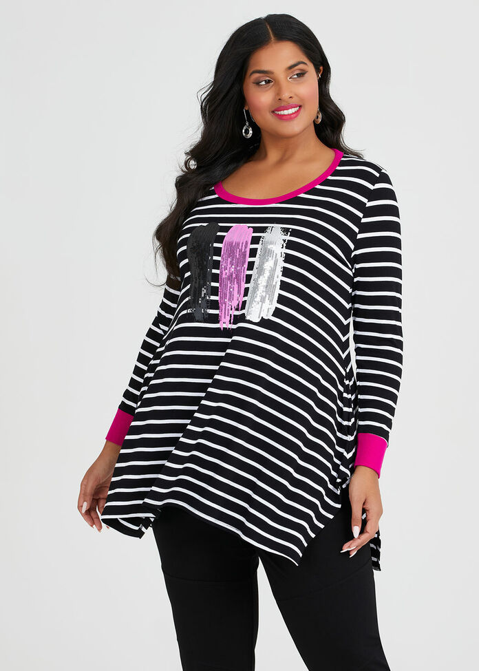 Viscose Effortless Stripe Top, , hi-res