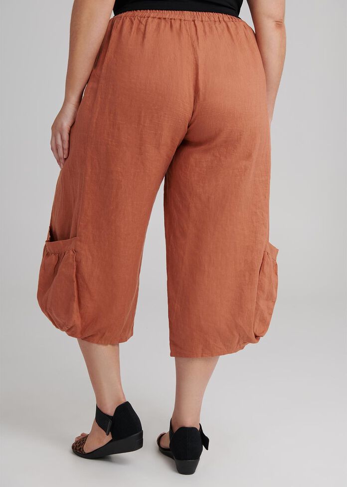 The Easy Linen Crop Pant, , hi-res