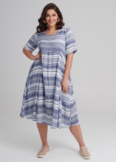 Plus Size Wedgwood Stripe Dress