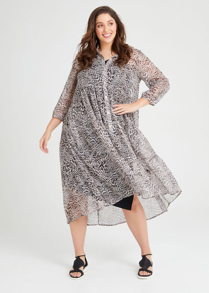 Wild Animal Boho Shirt Dress, PRINT, hi-res