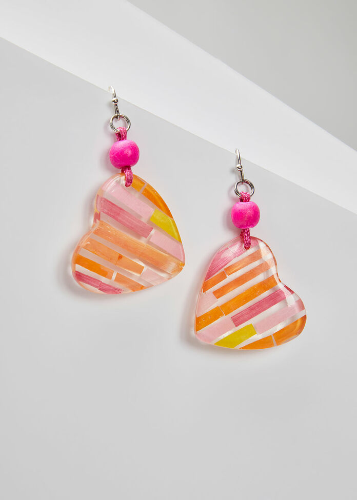 Heart Stripe Earrings, , hi-res