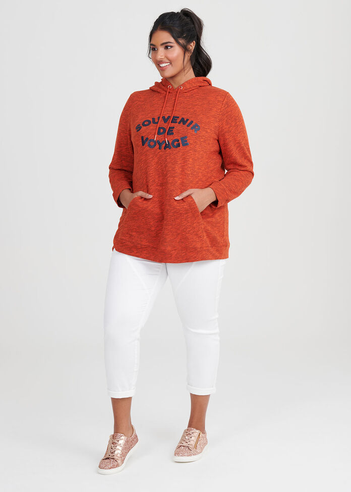 Burnt Orange Melange Hoodie, , hi-res