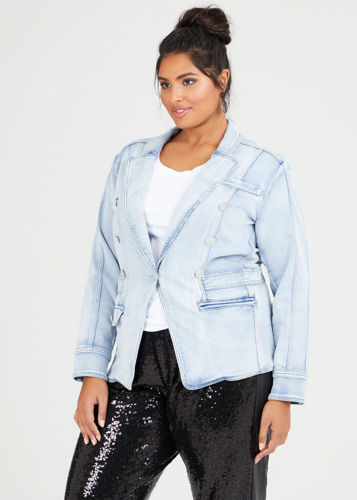 Elle Denim Blazer, , hi-res