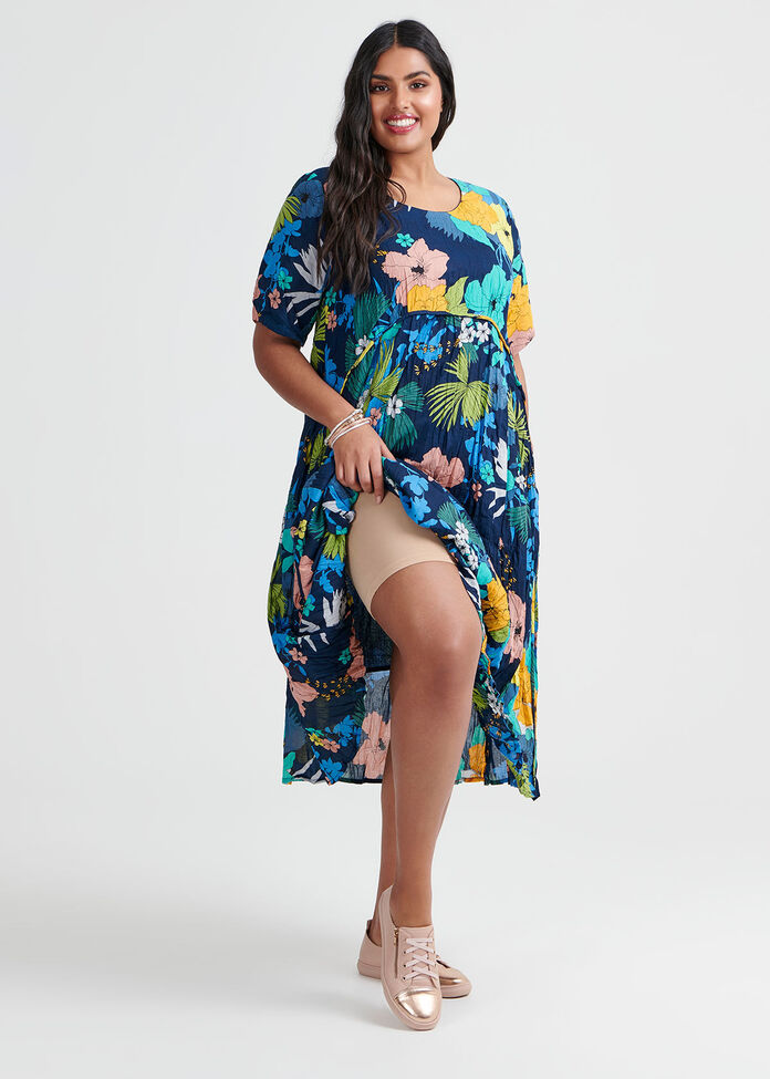 Cotton Floral Dress, , hi-res