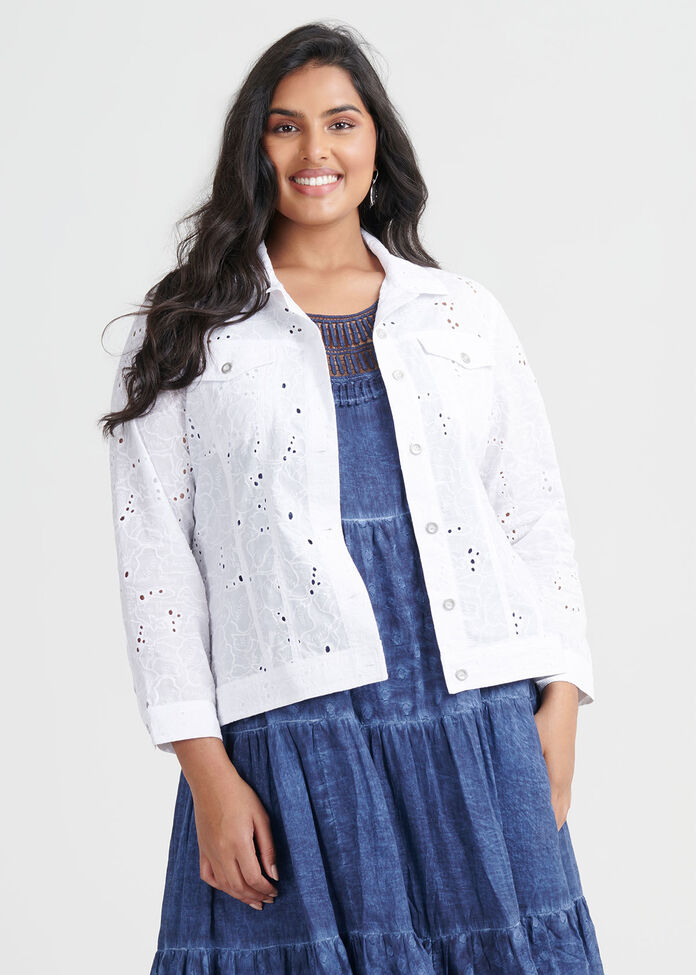 Cotton Broderie Jacket, , hi-res