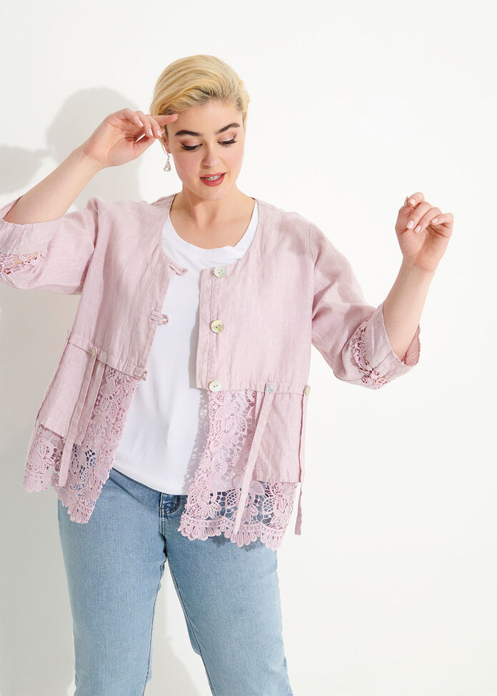 Linen Lace Jacket, , hi-res