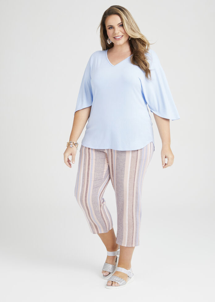 Linen Oasis Stripe Crop Pant, , hi-res