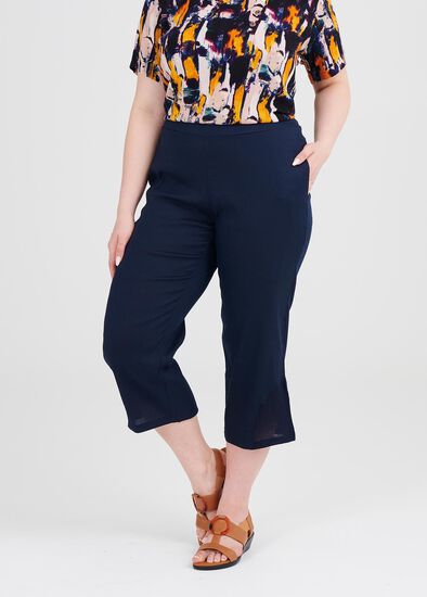 Plus Size Linen Breezy Crop Pant