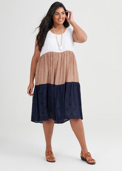 Plus Size Dobby Spliced Dress