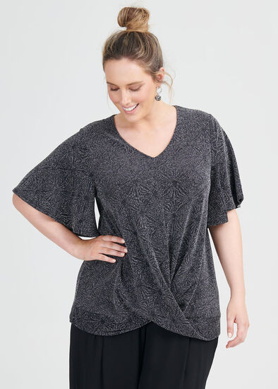 Plus Size Sparkle Twist Front Top