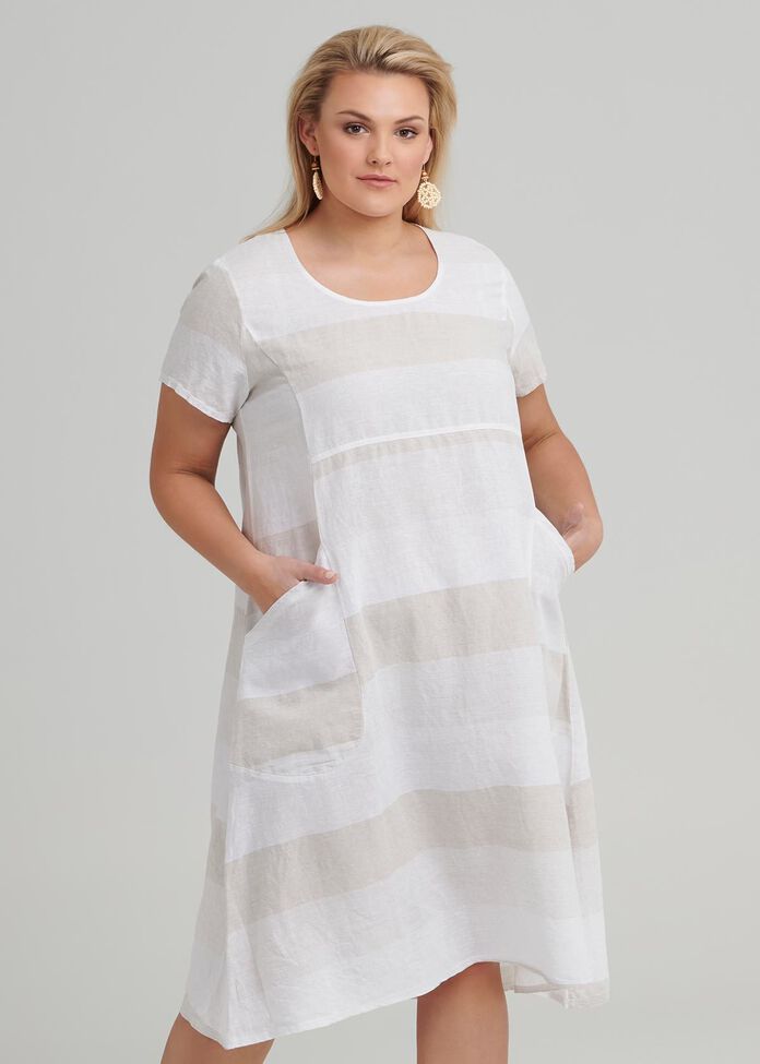 Felice Stripe Linen Dress, , hi-res