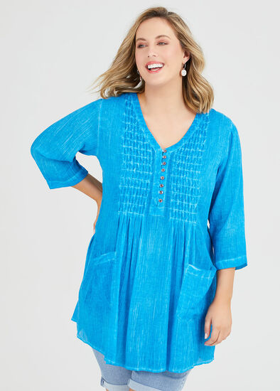 Plus Size Cotton Pigment Tunic