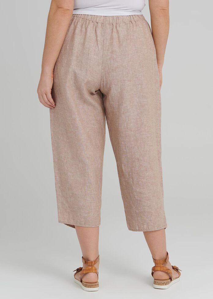 Hellenic Linen Crop Pant, , hi-res