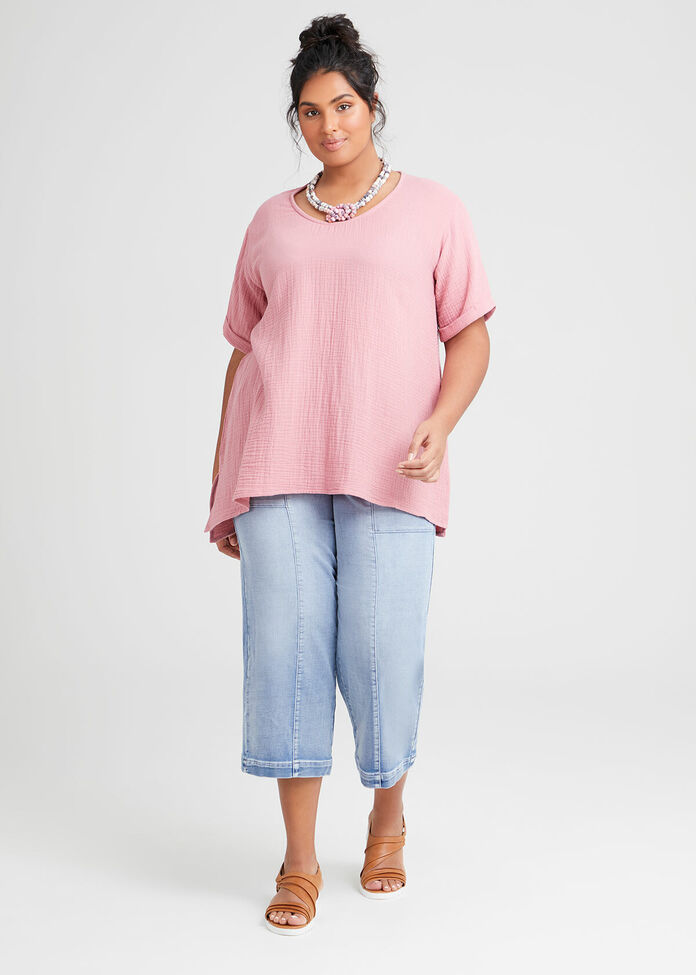 Cotton Double Gauze Top, , hi-res