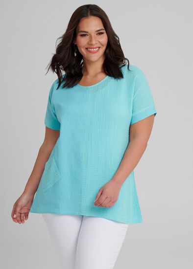 Plus Size Textured Linen Top