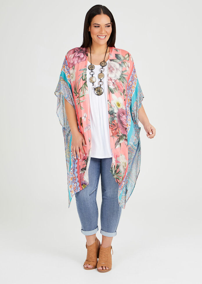 Floral Mix Print Cape, , hi-res