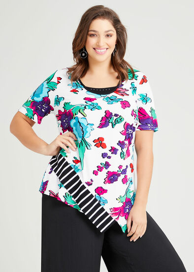 Plus Size Zena Natural Floral Top