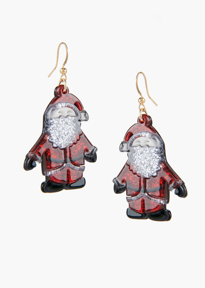 Sparkle Santa Earrings, , hi-res