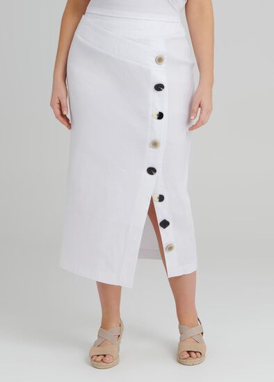 Plus Size Linen Button Skirt