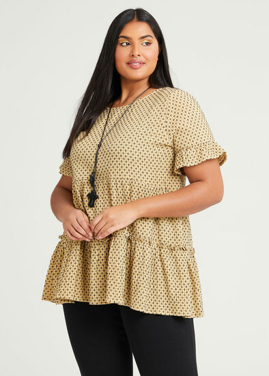 Plus Size Cotton Cross Jacquard Top