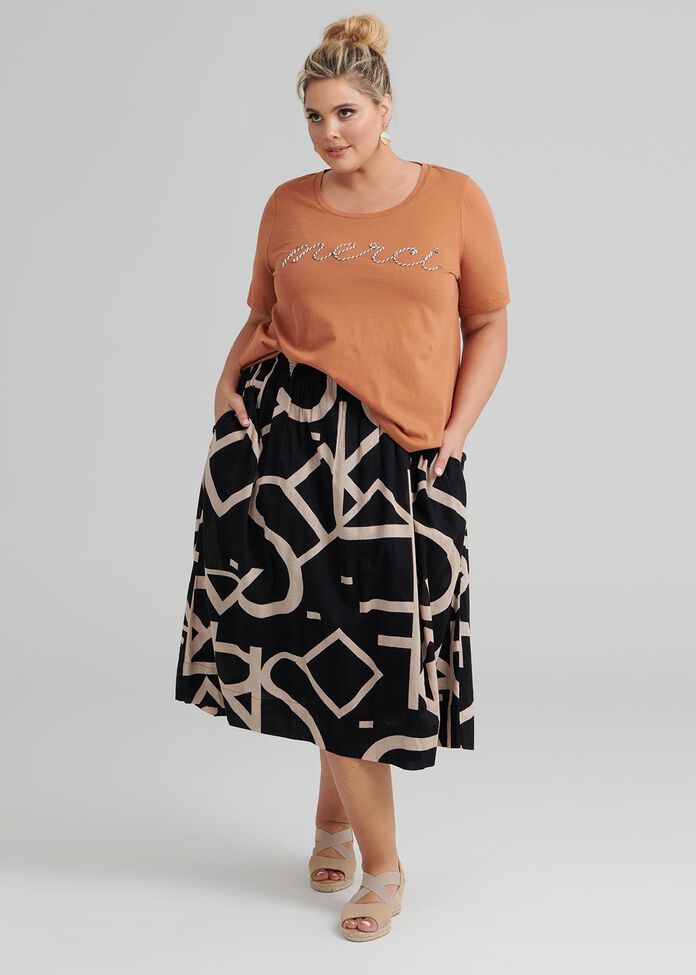 Script Cotton Skirt, , hi-res