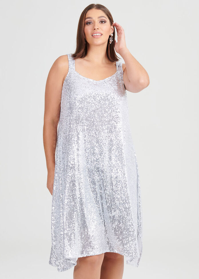 Argent Sequin Cocktail Dress, , hi-res