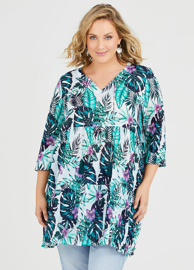 Plus Size Cotton Palms Tunic