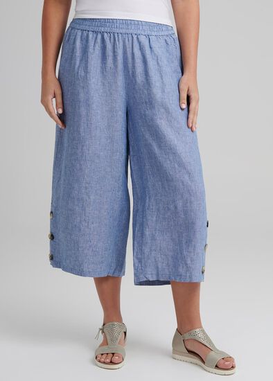 Plus Size Linen Breeze Crop Pant