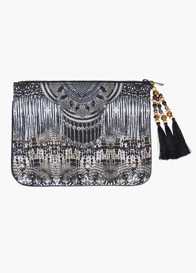 Animal Print Clutch With Tassel