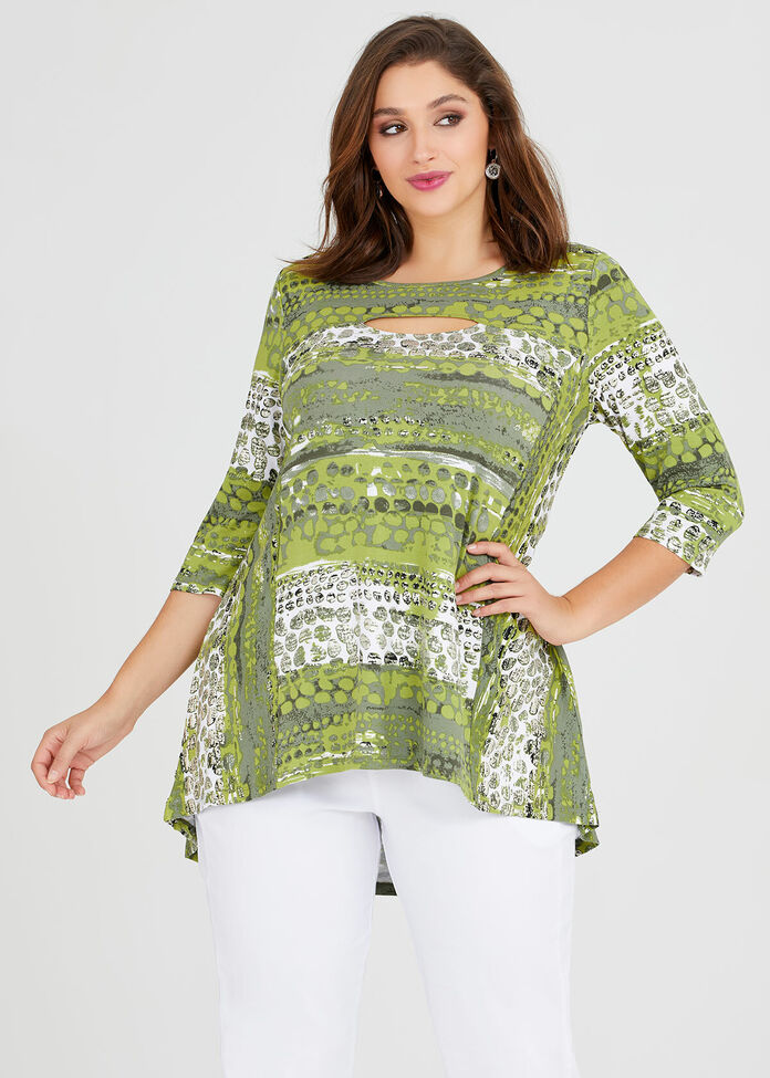 Ice Palace 3/4 Sleeve Natural Top, , hi-res