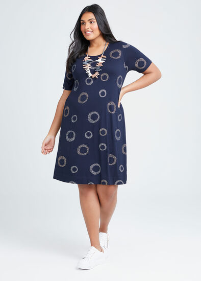 Plus Size Bamboo Foil Circles Dress