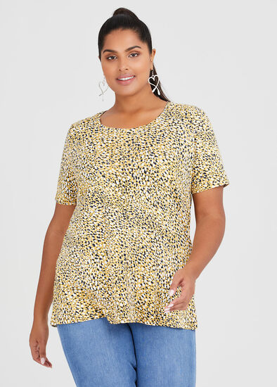 Plus Size Cotton Mix Mini Print Top