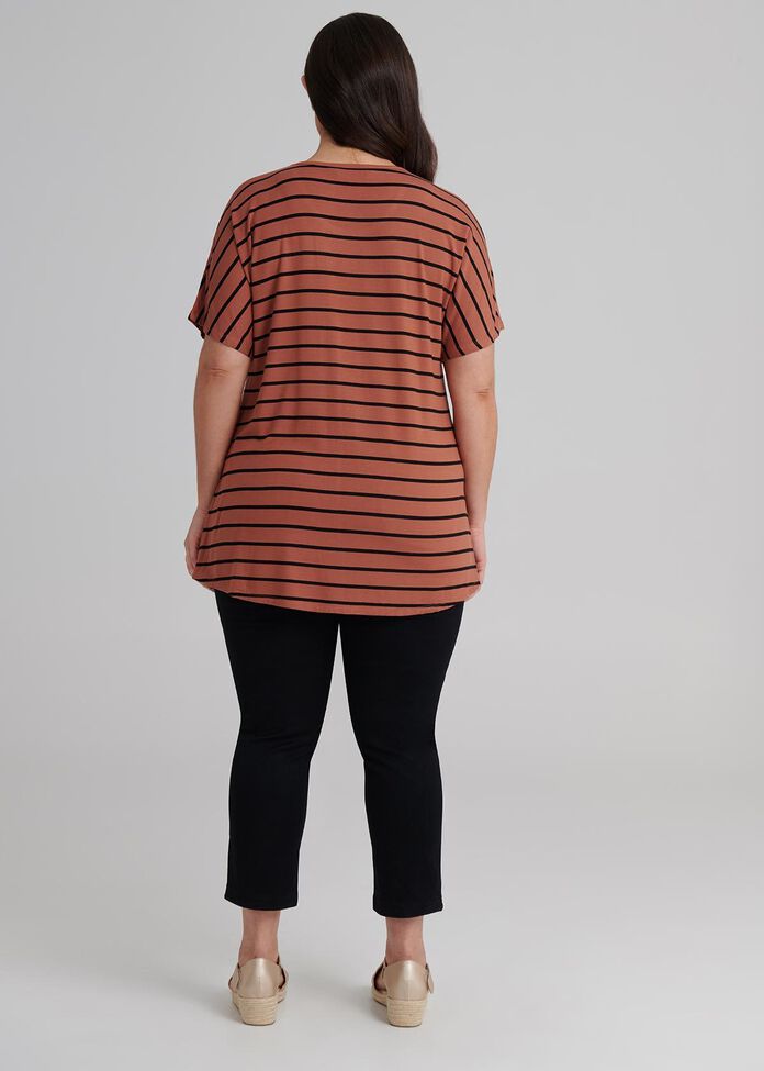 Stripe Bamboo Ss Top, , hi-res