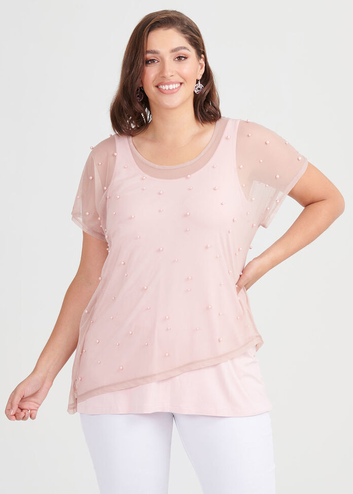 Pearl Mesh Top, , hi-res