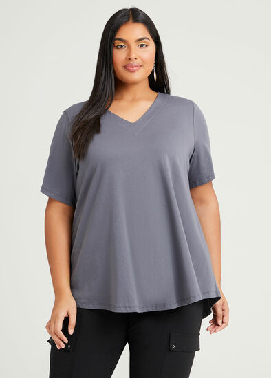 Plus Size Organic V-neck Swing Basic Tee