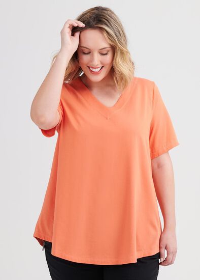 Plus Size Organic V-neck Swing Basic Tee