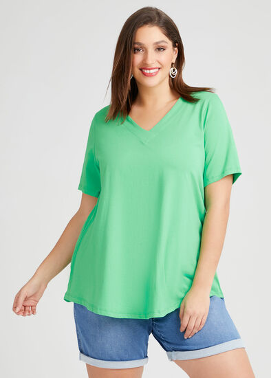 Plus Size Organic V-neck Swing Basic Tee