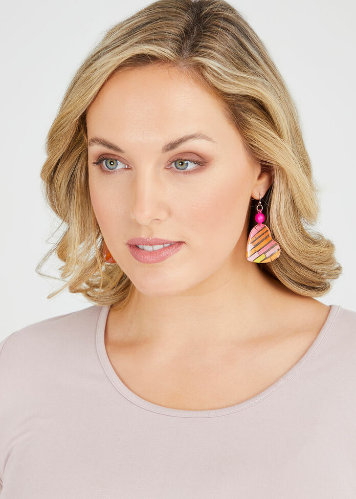 Heart Stripe Earrings, , hi-res