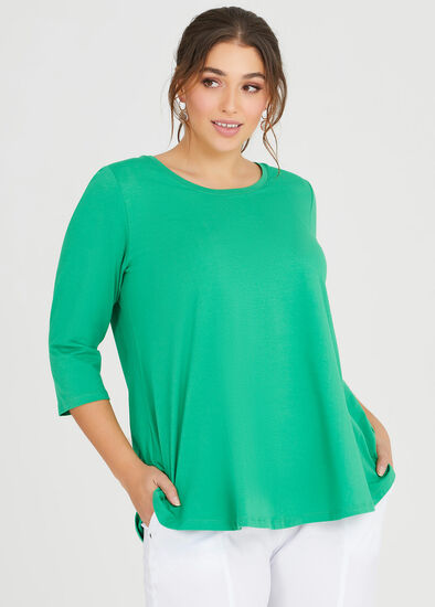 Plus Size Organic Crew Swing 3/4 Tee