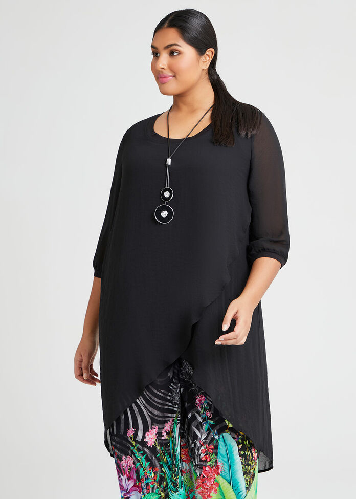 Chiffon Wrap Front Tunic, , hi-res