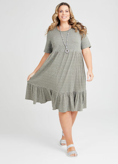 Plus Size Organic Mini Spot Tiered Dress