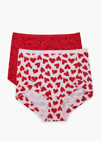 Plus Size 2Pk Bamboo Heart Briefs