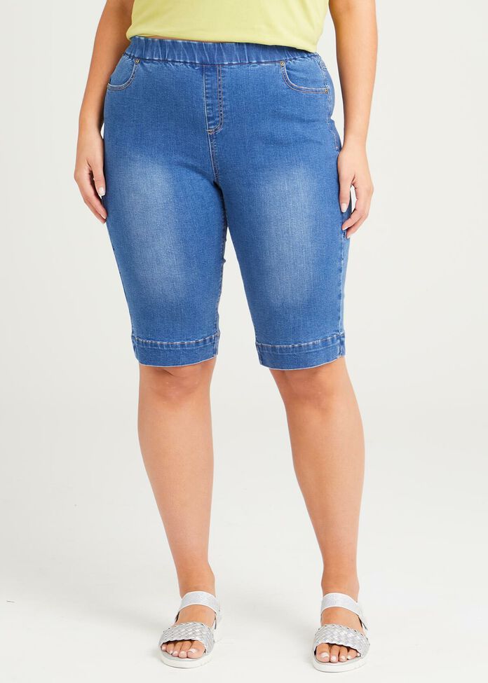 Organic Denim Pull On Short, , hi-res