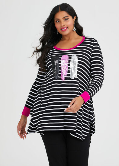 Plus Size Viscose Effortless Stripe Top