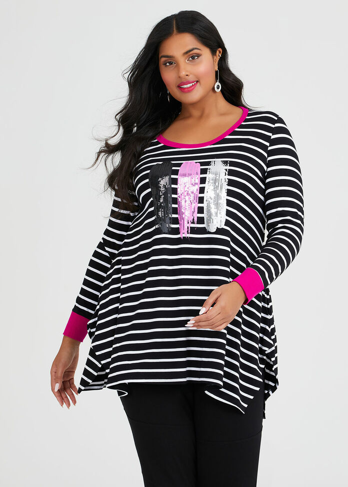 Viscose Effortless Stripe Top, , hi-res