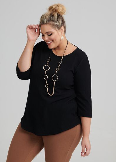 Plus Size Staple Curved Hem Top