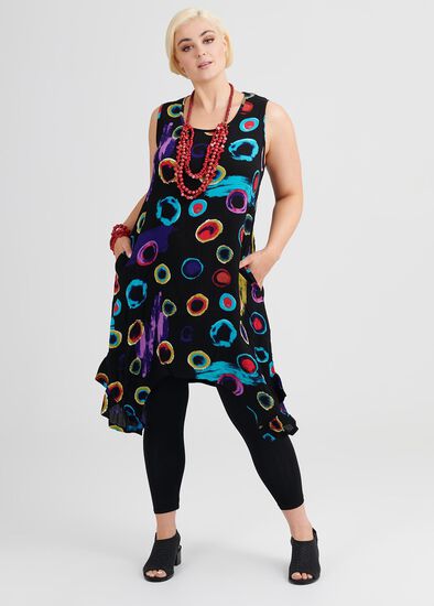 Plus Size Ring Print Viscose Tunic