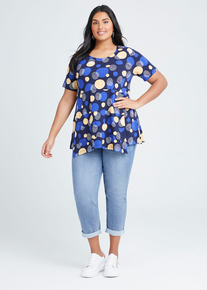 Cotton Scattered Spot Top, , hi-res